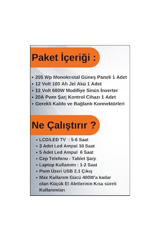 N&D Lighting Tv+aydınlatma Trenta Mono Solar Paket 220 Volt-1.6kwp