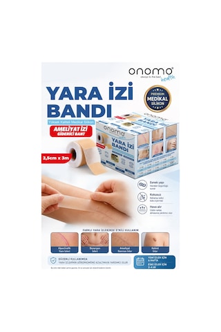 Onomo Health Silikon Yara İzi Bandı Ameliyat İzi Giderici Sezeryan Scar Keloid Yanık 2,5cm X 3m