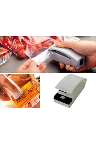 Pilli Poşet Kapatıcı Super Sealer Paket Kapatıcı Poşet Ağzı Kapatıcı Plastik 10 X 15 Gri Tr Diğer
