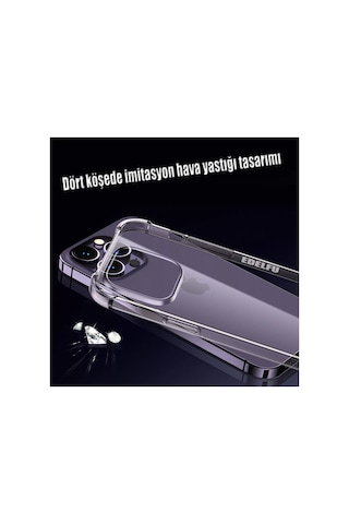 Iphone 14 Pro Uyumlu Köşeleri Airbag Tampon Silikon Darbeye Dayanıklı Şeffaf Kılıf Çok Renkli
