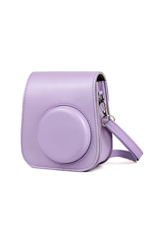 Fujıfılm Instax Mini 11 İçin Omuz Askılı Deri Kılıf Tam Vücut Kamera Çantası Mor Diğer