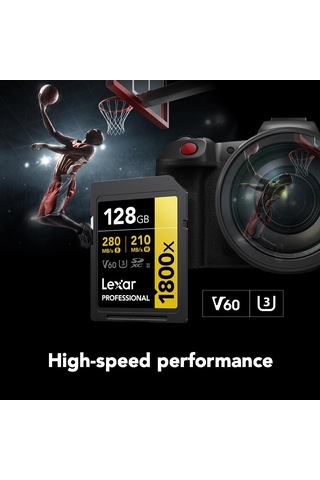 Lexar Prof 128gb 1800x Sdxc Uhs-ıı 270mb/s Read 180mb/s Write C10 V60 U3