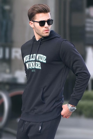 Madmext Siyah Baskılı Kapüşonlu Sweatshirt 6149-siyah Siyah