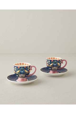 English Home Wingy New Bone China 4 Parça 2 Kişilik Kahve Fincan Takımı 100 Ml Lacivert Lacivert