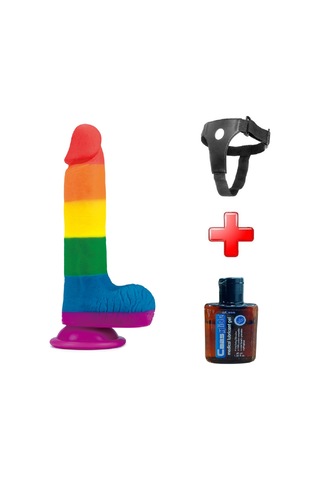 Lilitu Shop Lovetoy 19.5 CM Belden Bağlamalı Renkli Realistik Vantuzlu Dildo Penis