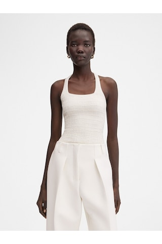 Jacquemus Şık Racerback Tank Top Crocodile Desenli Sevgili Kıyafeti, Fitted Kesim Beyaz Kapalı