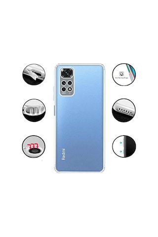 Xiaomi Redmi Note 11S Uyumlu Silikon Kamera Korumalı Şeffaf Kılıf