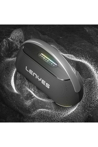 Lenyes S869 Rgb Işıklı Çift Mikrofonlu Taşınabilir Bluetooth Hoparlör V5.3 Siyah Siyah