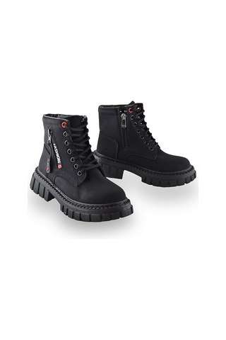 Ispartalılar 233 Günlük Bağcıklı Fermuarlı Kız Çocuk Bot Ayakkabı Postal Çizme Siyah