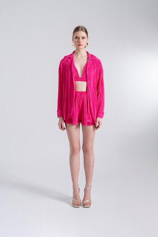 Holly Lolly Oversize Düğme Kapamalı Comfy Oversize Gömlek Pembe