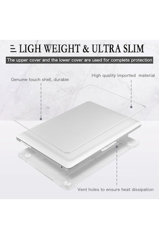 Apple Uyumlu MacBook Pro 14 Inç M3 / M3 Pro / M3 Max A2992 360 Tam Koruyucu Kristal Şeffaf Kapak