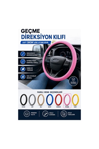Direksiyon Kılıfı Geçme 38cm Soft Pembe Dkg001p Fermeq