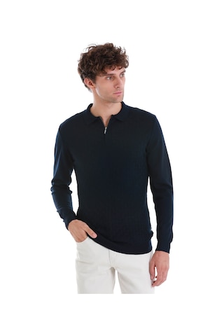 Hatemoğlu Lacivert Regular Fit Jakarlı Polo Yaka Yünlü Triko Kazak 34202023a003 005 Lacivert