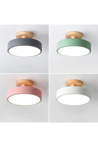 Opulentliving Gri Ahşap Giriş/balkon Led Avize, 18cm, 3 Renk Seçenek, Minimalist Koridor Lambası, Modern Tasarım Gri