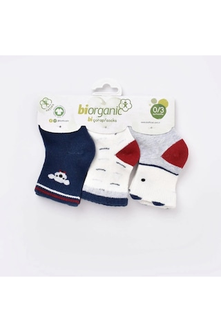 Biorganic Papyonlu Koala 3'lü Bebek Çorabı 68447 Lacivert