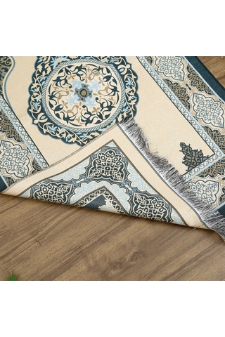 İsimli Hediyelik Tafta Seccade Mavi-gold 68x110cm Çok Renkli