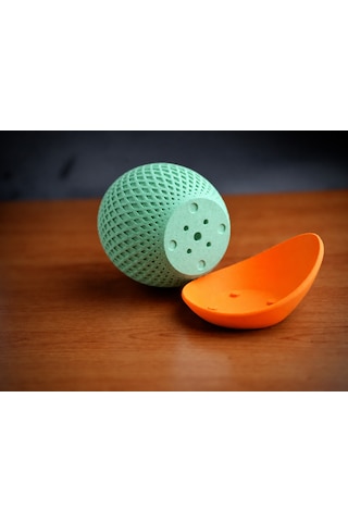 Bezos 3d Baskı Küre Saksı - Kafes Dokulu İki Parçalı Dekoratif Saksı - Mint-turuncu Bezos1 52974443