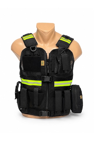Süngü Tactical Trafik Yelek Çantalı Siyah