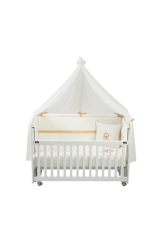Meltem Kids Sweet Lion Anne Yanı Ahşap Sallanır Beşik 60x120 Cm Beyaz-lion Beyaz