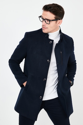 Buratti Slim Fit Düğmeli Dik Yaka Kaşe Erkek Kaban 5840099 Lacivert
