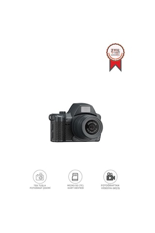 Dijital Fotoğraf Makineleri Video Mini Kamera 2k Video 128gb Destekli Cmr42 Siyah