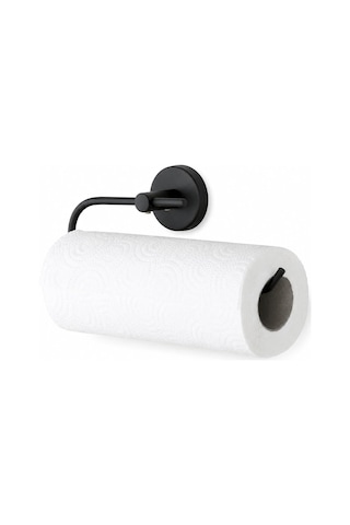 Lotus Siyah Kağıt Havluluk, Yapışkanlı Ve Vidalı Montajlı Rulo Havlu Askısı, Mat Siyah Statik Boyama, 35 Mm Oval Bantlı Mutfak Ve Banyo Kağıt Havlu Tutucu Diğer