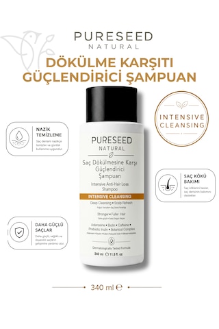 Pureseed Natural Saç Dökülmesine Karşı Güçlendirici Şampuan - Derinlemesine Bakım - 340 Ml