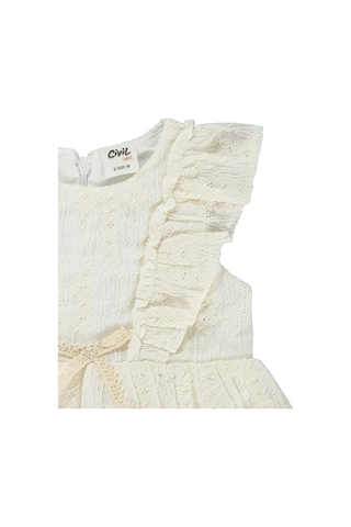 Civil Baby Dantel Bel Fiyonklu 6-18 Ay Elbise - Ekru