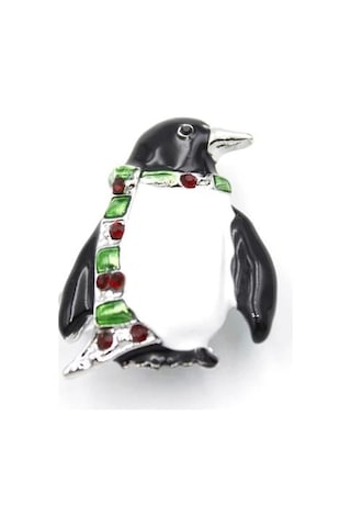 Penguen Broş - Beyaz Çok Renkli