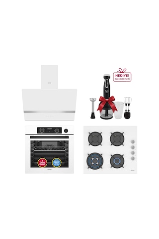 Simfer 0+10 Fonksiyon Steam Master Beyaz 3'lü Ankastre Set (8245 Fırın + 3509 Ocak + 8739 Davlumbaz)