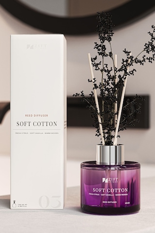Zift Unique 2 Adet Bambu Çubuklu Oda Kokusu - Dekoratif Çiçekli Banyo&tuvalet Parfümü Soft-cotton&linen Çiçek
