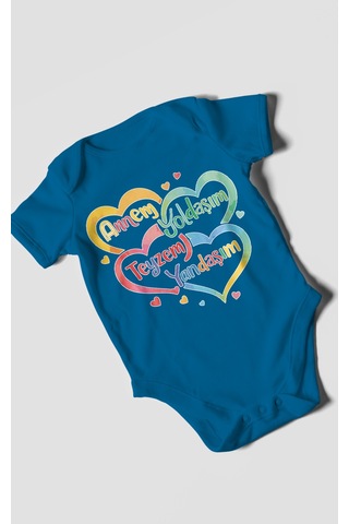 Morivokids Annem Yoldaşım Teyzem Yandaşım Kısa Kollu Bebek Body Koyu Mavi