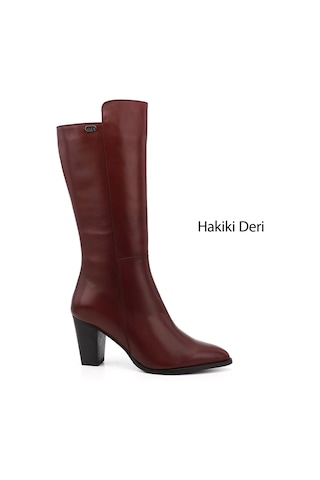 Gönderi(R) Gönderir Kadın Bordo Antik Sivri Burun Kalın Topuklu Hakiki Deri Çizme Gkzc13447530 Bordo
