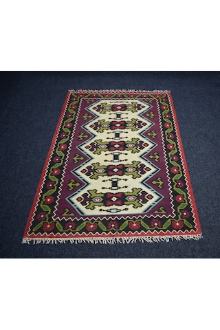 Zehra Abla Halı Antika El Dokuma Şaheser Makedonya Manastır Yün Kilim 7113 Çok Renkli