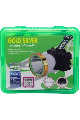 Gold Silver Gs 475 60w Güneş Enerjili Kafa Lambası Siyah