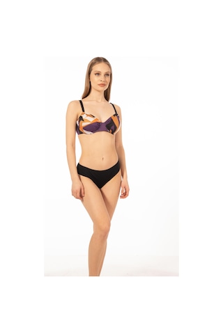Estiva Kadın Üstü Desenli Toparlayıcı Balenli Bikini Takımı - Mor Çok Renkli
