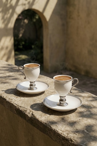 Prune Silver 2 Kişilik Kahve Fincan Takımı Beyaz - 90 Ml Beyaz