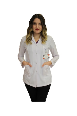 Gömlek Yaka Kadın Kısa Boy Uzun Kol Doktor Önlüğü Öğretmen Önlük