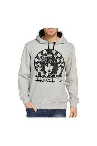 Bant Giyim - The Doors Jim Morrison Gri Kapüşonlu Sweatshirt