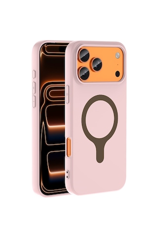 Apple iPhone Uyumlu 17 Pro Max Kılıf M-safe Şarj Özellikli Zore Aris Silikon Kapak - Açık Pembe AÇIK PEMBE