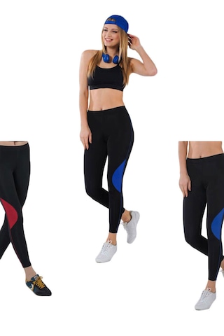 Besttrend Siyah/mavi Kadın Sporcu Tayt Edy356m Siyah - Mavi