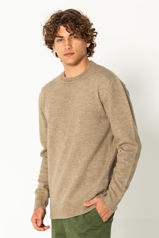 Erkek Kaşmir Dokulu Bisiklet Yaka Şık Triko Kazak Vizon