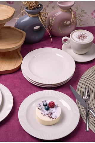 Heda Porselen Elif 6'lı 18 Cm Pasta Ve Tatlı Servis Tabağı