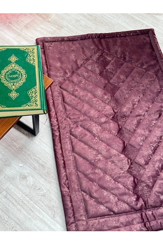 Nakış İşlemeli Kadife Seccade Mürdüm
