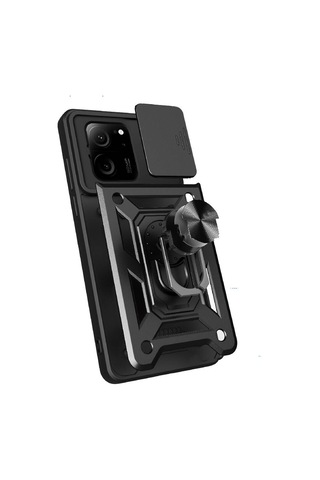 Xiaomi Mi 13t Pro Kılıf Sürgülü Kamera Koruyucu Manyetik Standlı Tank Koruma Cherena Mavi