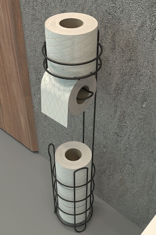 Zabata Tuvalet Kağıtlığı Wc Kağıtlık Yedekli Metal Tuvalet Kağıdı Standı Tutacağı Askısıı Siyah