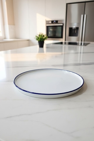 6'lı Toledo Servis Tabağı 26cm Rim Lacivert Rinart Krem