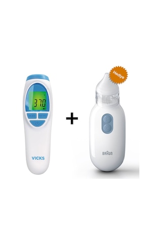 Vicks VNT200 Temassız Ateş Ölçer + Braun BNA100 Burun Aspiratörü
