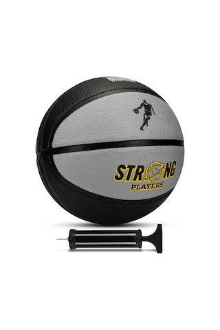 Telvesse Strong Basketbol Topu Pompalı Full Kauçuk Dayanıklı Deep Channel Kabartma No:7 B12 Gri