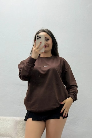 Belendir Kadın Baskılı 2 İplik Sweat Kahve Acı Kahverengi Belendir Kadın Baskılı 2 İplik Sweat Kahve Acı Kahverengi